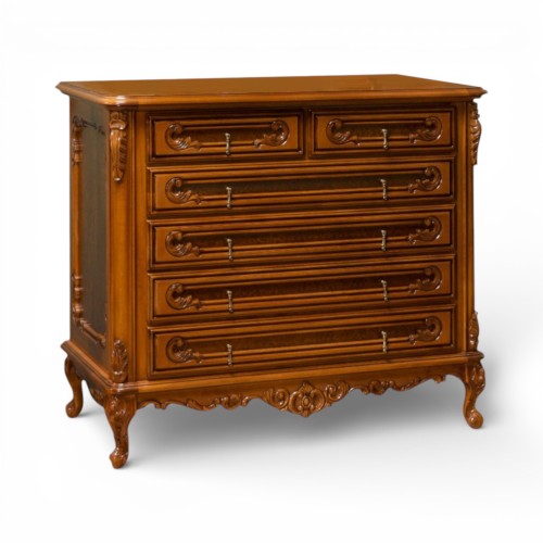 Comodă lemn masiv, maro/alb, cu sertare, Cleopatra