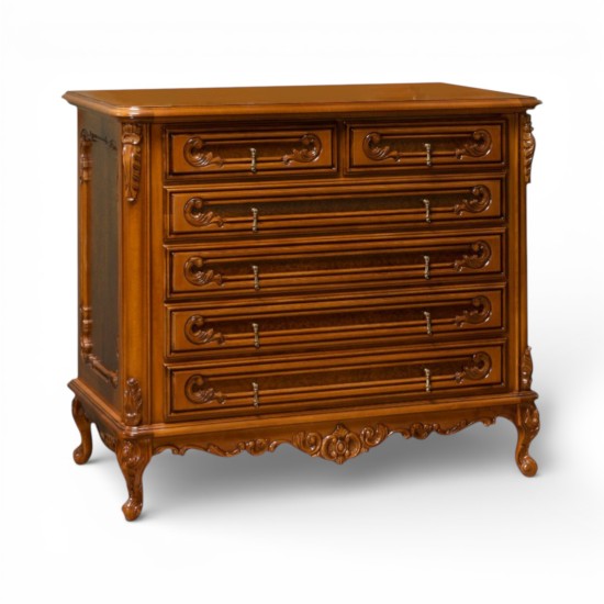 Comode lemn masiv, Comodă lemn masiv, maro/alb, cu sertare, Cleopatra