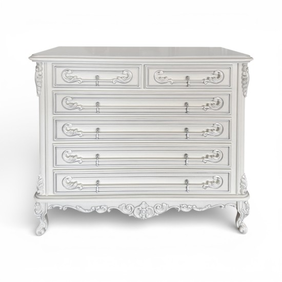 Comode lemn masiv, Comodă lemn masiv, maro/alb, cu sertare, Cleopatra