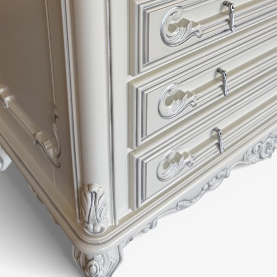 Comode lemn masiv, Comodă lemn masiv, maro/alb, cu sertare, Cleopatra