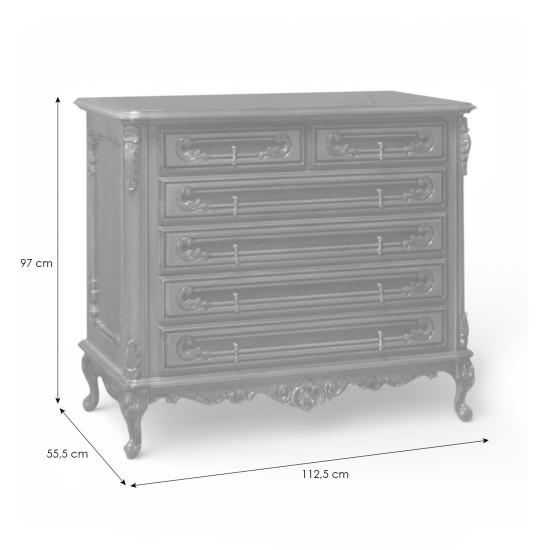 Comode lemn masiv, Comodă lemn masiv, maro/alb, cu sertare, Cleopatra