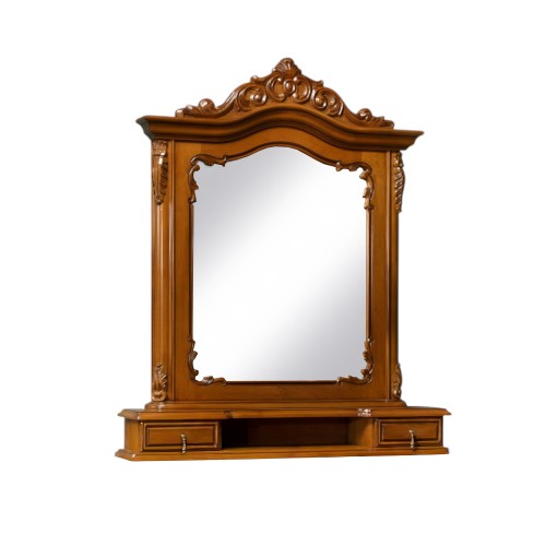 Ramă Oglindă Lemn Masiv, Maro/Alb, 2 Sertare, Cleopatra