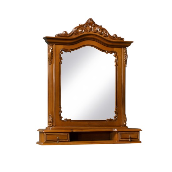 Rame Oglinzi din Lemn Masiv, Ramă Oglindă Lemn Masiv, Maro/Alb, 2 Sertare, Cleopatra