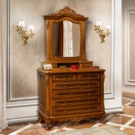 Ramă Oglindă Lemn Masiv, Maro/Alb, 2 Sertare, Cleopatra