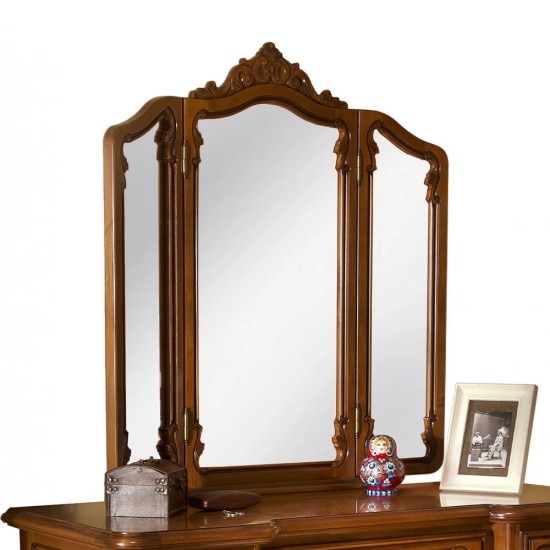 Rame Oglinzi din Lemn Masiv, Ramă Oglindă Lemn Masiv, Maro/Alb, stil Rococo, Cleopatra