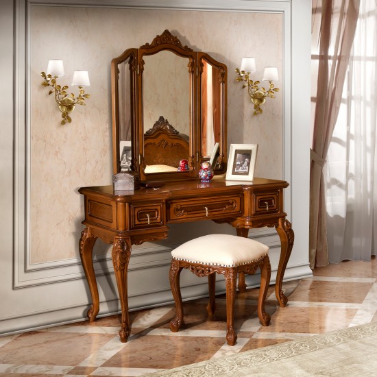 Rame Oglinzi din Lemn Masiv, Ramă Oglindă Lemn Masiv, Maro/Alb, stil Rococo, Cleopatra