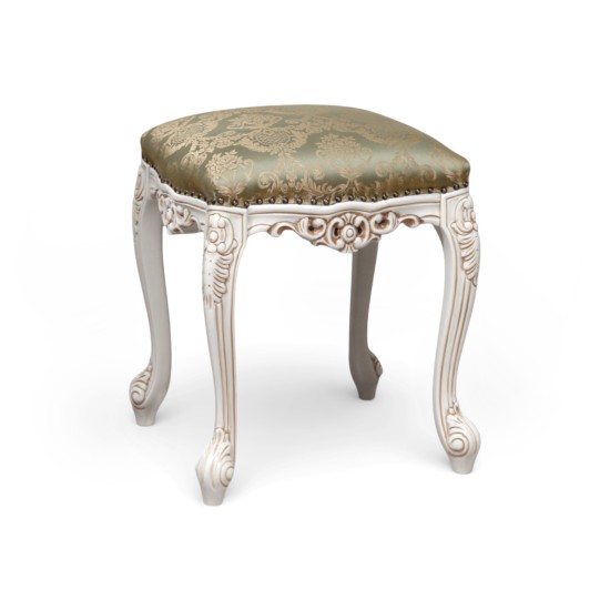 Tabureti din lemn masiv, Taburet lemn masiv, maro/alb, ornamente manuale, Cleopatra