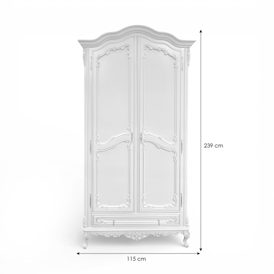 Dulap lemn masiv, maro/alb, 2 uși, Cleopatra