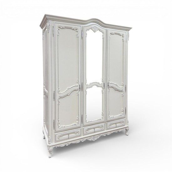 Dulap lemn masiv, maro/alb, 3 uși, Cleopatra