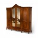 Dulapuri din lemn masiv, Dulap lemn masiv, maro/alb, 4 uși, oglindă masivă, Cleopatra