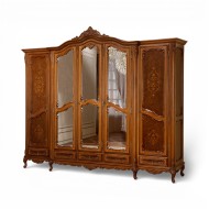 Dulap Lemn Masiv, Maro/Alb, 5 Uși, Ornamente Manuale, Cleopatra