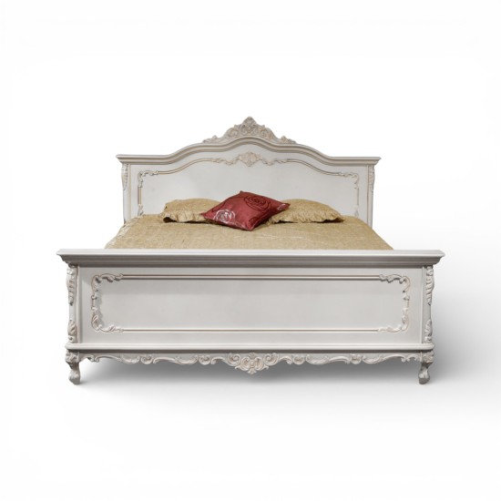 Pat lemn masiv, maro/alb, 1400, tăblii ornamentate, Cleopatra