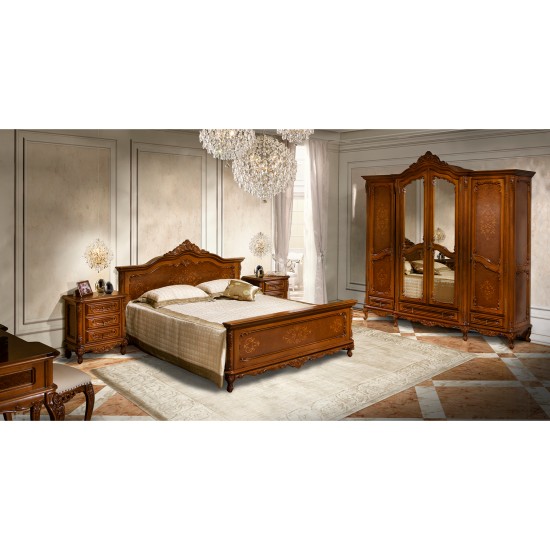 Pat lemn masiv, maro/alb, 1400, tăblii ornamentate, Cleopatra