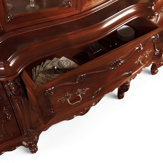 Bufete din Lemn Masiv, Bufet Vitrină lemn masiv, maro/alb, 4 uși, Cleopatra Lux