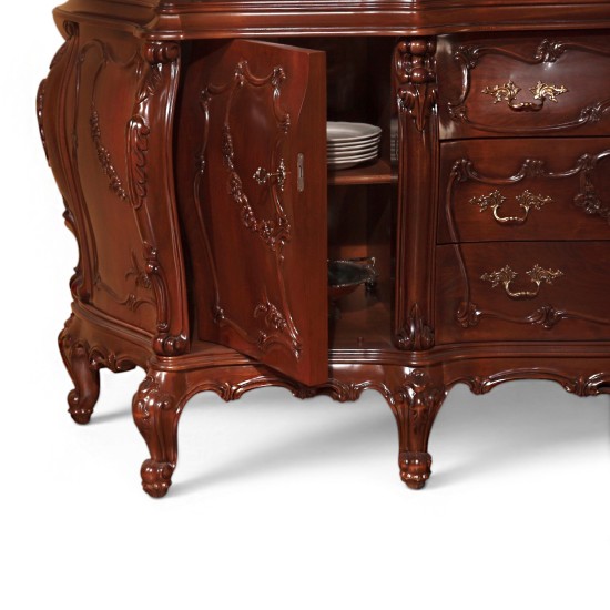 Bufete din Lemn Masiv, Bufet lemn masiv, maro/alb, 2 uși, 3 sertare, Cleopatra Lux