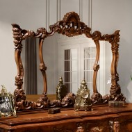 Oglindă Lemn Masiv, Maro/Alb, inserții ornamentale manuale, Cleopatra Lux