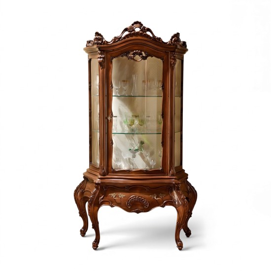 Argintare din lemn masiv, Argintar lemn masiv, maro/alb, 1 ușă, stil Rococo, Cleopatra Lux