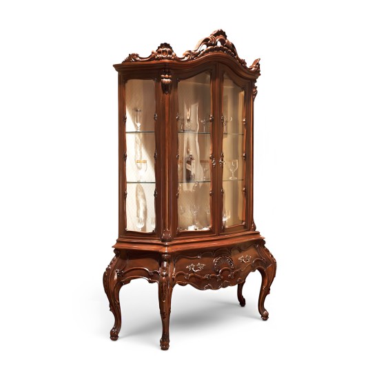 Argintare din lemn masiv, Argintar lemn masiv, maro/alb, 2 uși, stil Rococo, Cleopatra Lux