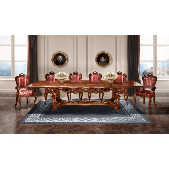 Scaune din Lemn Masiv, Scaun lemn masiv, maro/alb, tapiserie multicoloră, Cleopatra Lux