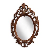 Oglindă consolă lemn masiv, maro/alb, ovală, Cleopatra Lux