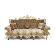 Canapea lemn masiv, maro/alb, sofa, tapisată, Cleopatra Lux
