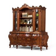 Bibliotecă lemn masiv, maro/alb, 4 uși, 3 sertare, Cleopatra Lux