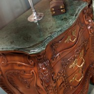 Noptieră lemn masiv, maro/alb, ornamente inserate, Cleopatra Lux