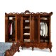 Dulapuri din lemn masiv, Dulap Lemn Masiv, Maro/Alb, 5 Uși, Ornamente Manuale, Cleopatra Lux