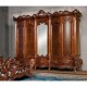 Dulapuri din lemn masiv, Dulap Lemn Masiv, Maro/Alb, 5 Uși, Ornamente Manuale, Cleopatra Lux