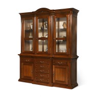 Bufet vitrină lemn masiv, maro alb, 3 uși, Veneția   Bufet vitrină lemn masiv, maro alb, 3 uși, Veneția