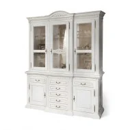 Bufet vitrină lemn masiv, maro alb, 3 uși, Veneția  