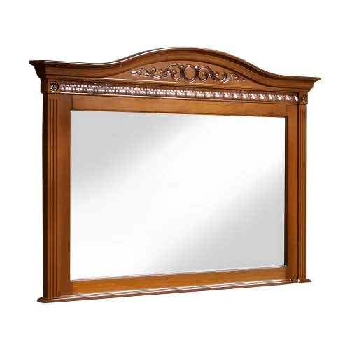 Oglindă lemn masiv, maro/alb, inserții ornamentale, Veneția