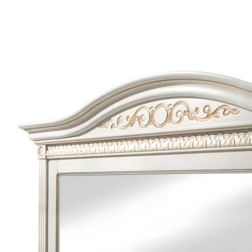 Oglindă lemn masiv, maro/alb, inserții ornamentale, Veneția