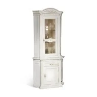 Bufet Vitrina colț lemn masiv, maro/alb, 1 ușă, 1 sertar, Veneția