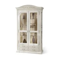 Cristalier lemn masiv, maro/alb, 2 uși, Veneția