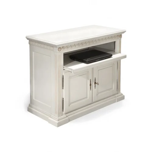 Comodă lemn masiv, TV, maro/alb, 2 uși, Veneția