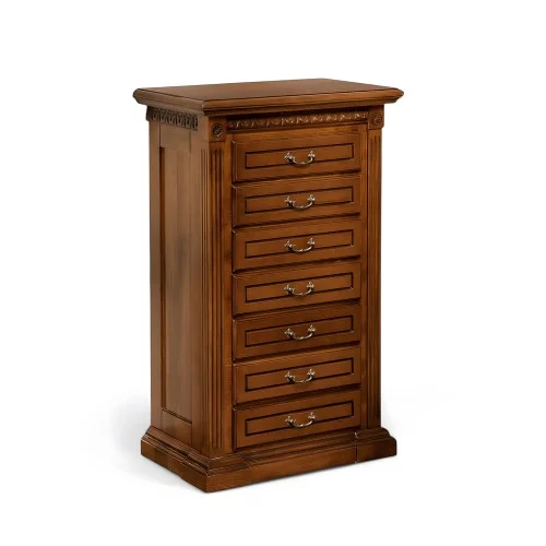 Casetieră lemn masiv, maro/alb, 7 sertare, Veneția