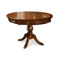 Masă lemn masiv, maro/alb, extensibilă, rotundă, Veneția  