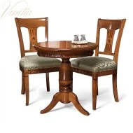 Masă lemn masiv, maro/alb, rotundă, Veneția  