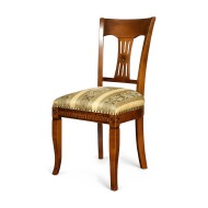 Scaun lemn masiv, maro/alb, tapiserie multicoloră, Veneția Scaun lemn masiv, maro/alb, tapiserie multicoloră, Veneția