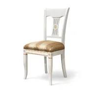 Scaun lemn masiv, maro/alb, tapiserie multicoloră, Veneția