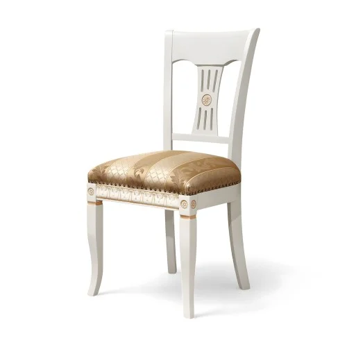 Scaun lemn masiv, maro/alb, tapiserie multicoloră, Veneția