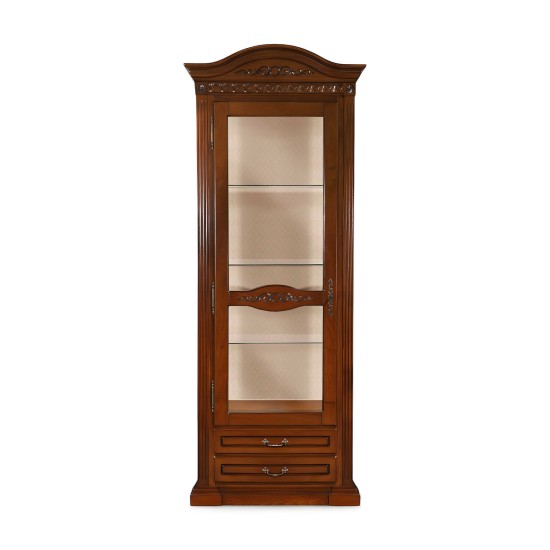 Cristalier 1 usa stanga - Venetia Cristaliere din Lemn Masiv, Cristalier lemn masiv, maro/alb, 1 ușă, stânga, Veneția