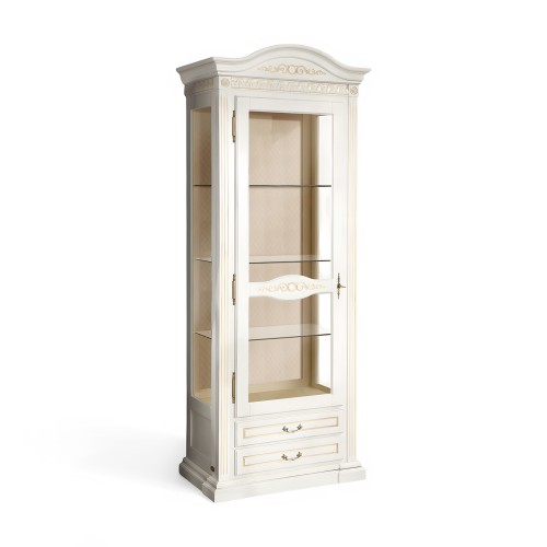 Cristalier lemn masiv, maro/alb, 1 ușă, stânga, Veneția Cristalier lemn masiv, maro/alb, 1 ușă, stânga, Veneția