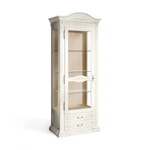 Cristalier lemn masiv, maro/alb, 1 ușă, stânga, Veneția