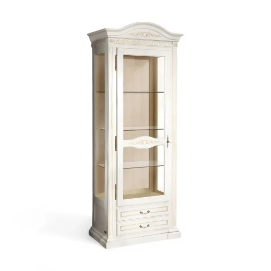 Cristalier 1 usa stanga - Venetia Cristaliere din Lemn Masiv, Cristalier lemn masiv, maro/alb, 1 ușă, stânga, Veneția