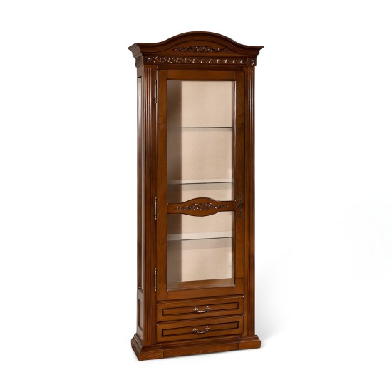 Cristalier 1 usa stanga - Venetia Cristaliere din Lemn Masiv, Cristalier lemn masiv, maro/alb, 1 ușă, stânga, Veneția