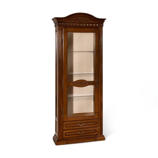 Cristalier 1 usa stanga - Venetia Cristaliere din Lemn Masiv, Cristalier lemn masiv, maro/alb, 1 ușă, stânga, Veneția