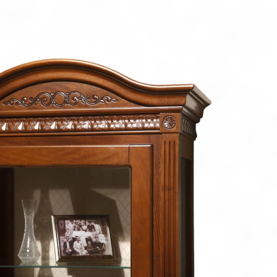 Cristalier 1 usa stanga - Venetia Cristaliere din Lemn Masiv, Cristalier lemn masiv, maro/alb, 1 ușă, stânga, Veneția