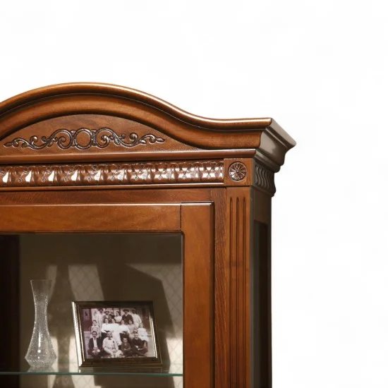 Cristalier 1 usa stanga - Venetia Cristaliere din Lemn Masiv, Cristalier lemn masiv, maro/alb, 1 ușă, stânga, Veneția